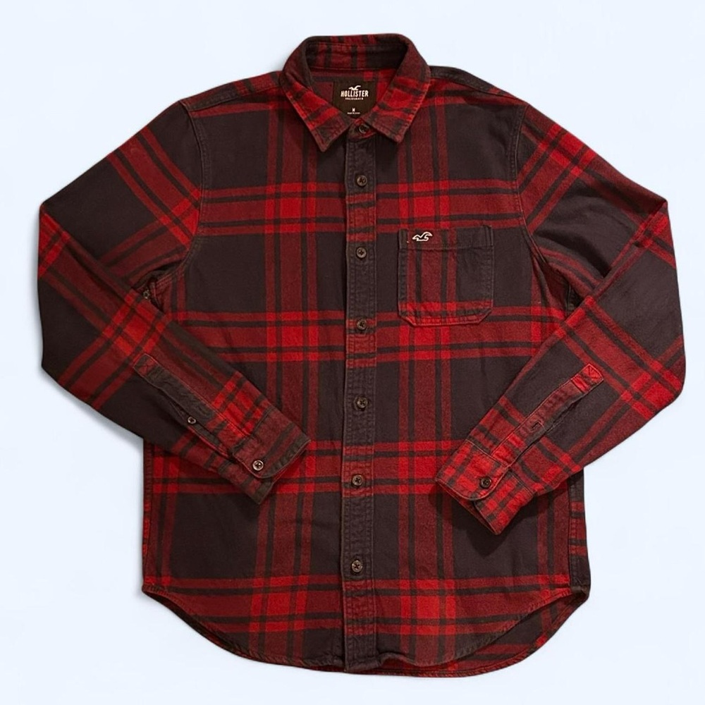 Hollister Red and Black Plaid Casual Shirt